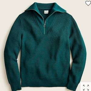 NWT J. Crew Coated Merino Wool Half Zip Sweater